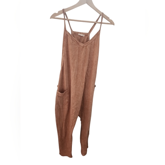 Sozy Arabella Organic Cotton Tan Washed Jumpsuit M - Picture 2 of 4